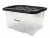 Quality Plastic Storage Boxes Clear Box With Black Lids Home Office Stackable UK