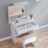 Modern Dressing Table+Stool w/ Drawer&Sliding Mirror Makeup Desk White Bedroom