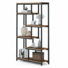 Open Bookshelf Rustic Industrial Style Shelves Wood and Metal Bookcase Furniture