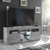 Grey TV Stand Modern High Gloss &Matt 120cm Unit Cabinet LED Lights PuzzoG