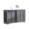 Grey Marble Vein 2 Sliding Door 2-Tier Shelves Sideboard Storage Cabinet Kitchen