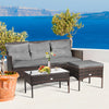 3 Seater Rattan Garden Corner Sofa Set Patio Dining Furniture Set W/ Sofa Chair