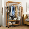 Wooden Clothes Rail Garment Hanging DIsplay Stand Shelves Freestanding Bedrorom