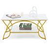 Modern Faux Marble Coffee Table 2-Tier Rectangular Accent Table Chic Cocktail
