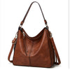 Retro Large Capacity Shoulder Messenger Bag Women PU Solid Tote (Brown)
