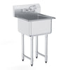 Commercial Utility & Prep Sink 1 Compartment Stainless Steel Backsplash