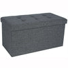 LARGE GREY FOLDING STORAGE OTTOMAN POUFFE FOOT STOOL STORAGE BOX SEAT