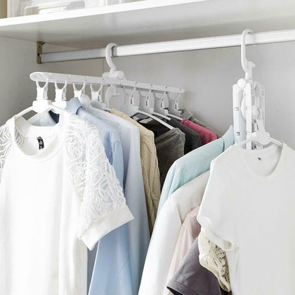 8 In 1 Reversible Folding Clothes Plastic Hanger Non Slip 360 Degree Swivel Hook