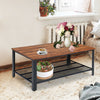 Industrial Coffee Table Vintage Retro End Table Living Room Furniture Mesh Shelf