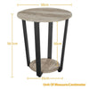 Set of 2 Industrial Side Table Round Sofa End Table w/ Storage Rack Metal Frames