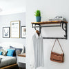 Coat Rack Shelf Wall Mounted Hook Rack Shelf with 5 Hooks Hanging Rail LCR11BX