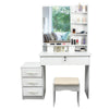 Modern Dressing Table Makeup Desk w/4 Drawer&Sliding Mirror Stool White Bedroom