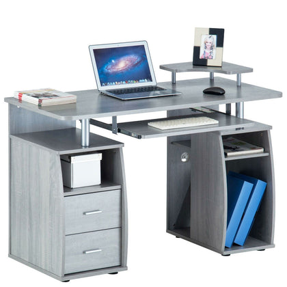 Computer Desk Shelves Cupboard & Drawers Home Office Piranha Tetra Silver Grey