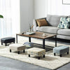 Rectangular Stool Linen Fabric Footstool Foot Rest Stool Pouffe Seat Stool