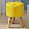 Luxury Padded Wooden Footstool Ottoman Square/Round Pouffe Stool Wood 4 Legs UK