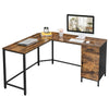L-Shaped Corner Desk, Computer Desk, Office Desk with Cupboard and Drawer LWD74X