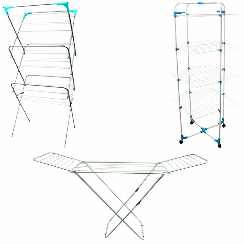 Clothes Airer Horse Winged Tier Tower Indoor Metal Laundry Drying Rack White