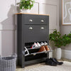 Graphite Grey Oak 2 Door Shoe Cabinet 1 Drawer Hallway Storage Cupboard