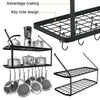 Kitchen Iron Shelves Pot Rack Saucepan Pan Storage Shelf Wall Mounted w/10 Hooks