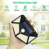 4X 100LED Solar Power PIR Motion Sensor Wall Light Outdoor Garden Security Lamps