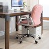 Pink Girls Office Chair Velvet/PU Leather Medium Backrest Padded Computer Chairs