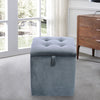 GREY Velvet Ottoman Storage Stool Footstool Box Sofa Chair Footrest Piano Seat