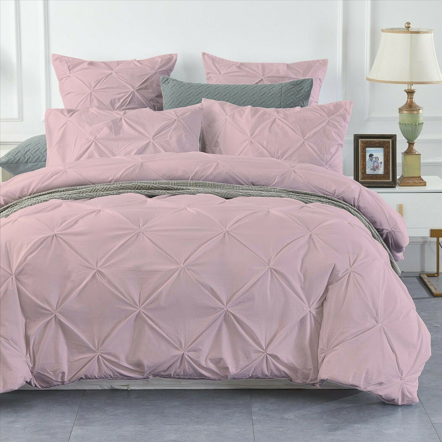 200 TC 100% EGYPTIAN COTTON PINTUCK DUVET COVER BEDDING SET DOUBLE KING SIZE