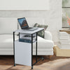 Bed/Sofa Side Table C-Shaped Industrial Coffee Snack End Table w/Storage Castors