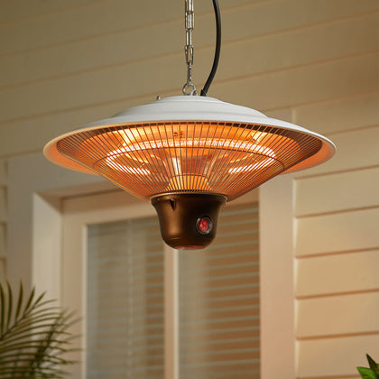 Electric Halogen Infrared Heater Outdoor Indoor Ceiling Mounted w Remote Control