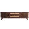 TV Stand Cabinet 2 Drawers 2 Doors Wooden Rattan TV Entertainment Unit Brown