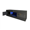 Modern TV Unit TV Cabinet Stand High Gloss Front Matt Body with LED Light Black