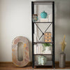 Rustic Wood Bookcase with Metal Frame 5 Tier Display Shelf Stand 45x40x163cm