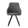 2× Retro Dining Chairs Grey PU Faux Leather Luxury Padded Seat Home Restaurant