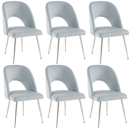 Velvet Dining Chairs Set of 6 Upholstered Seat Accent Chairs Kitchen Chairs Grey