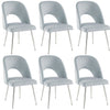 Velvet Dining Chairs Set of 6 Upholstered Seat Accent Chairs Kitchen Chairs Grey