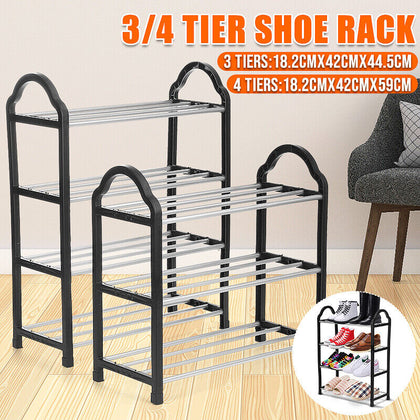 Garprovm 3/4 Tier Shoe Rack Stand Compact Space Saving Storage Organiser Shelf