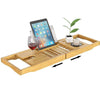 Bath Caddy Tray Bamboo Bathtub Organizer Tablet Holder Adjustable Bamboo