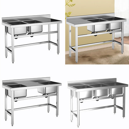 Catering Sink Commercial Stainless Steel Kitchen Double Tripel Bowl Drainer Unit