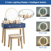 Modern Makeup Table Set Vanity Dressing Table W/ Stool LED Mirror & 4 Drawers