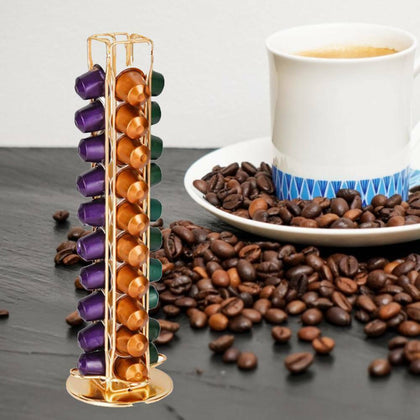40 Coffee Capsule Holder For Nespresso Rotating Pod Tower Rack Storage Cafe
