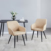 2 pcs Faux PU Dining Chairs Armchairs Armrest with Black Metal Legs Xmas Gift UK