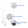 Mobile White Garment Rack Dual Clothes Rail Rolling Open Closet With Shoe Shelf