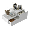 Bedside Table High Gloss White Side Table With RGB LED Light 2 Drawers Cabinet