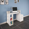 White Computer Desk PC Table Office Workstation Storage Shelves Drawers Printer