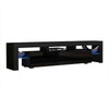 Modern 130cm Front High Gloss TV Stand Unit Cabine LED Light Table Black UK