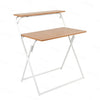 2-Tire Folding Computer Desk Laptop PC Desk Study Workstation Office Table Oak