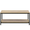 Industrial Coffee Table for Living Room with Storage Shelf Wood Look Metal Frame