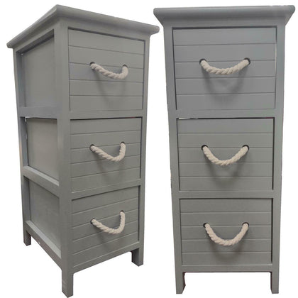 Wooden 3 Tier Grey Bathroom Cabinet Drawers Storage Cupboard Organiser Unit