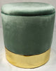 Round Ottoman Storage Pouffe Stool Soft Velvet Footstool Dressing Vanity Chair