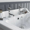 Traditional Twin Basin Sink Hot and Cold Taps Pair Chrome Bathroom Water Faucet